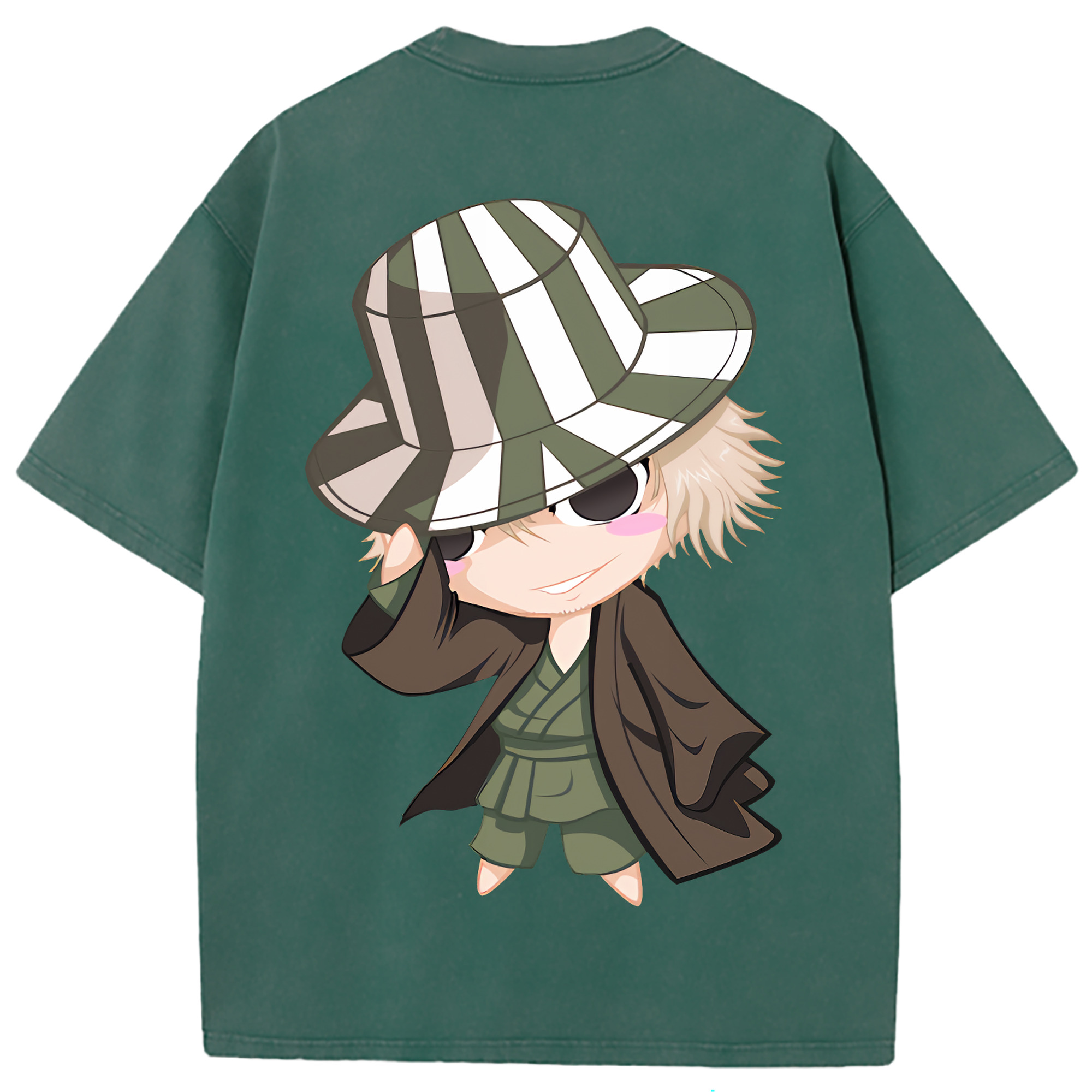 （画像用） "ブリーチ 浦原 喜助（うらはら きすけ） BLEACH Urahara Kisuke " 綿100% ヴィンテージ風 半袖Tシャツ（背面プリント）